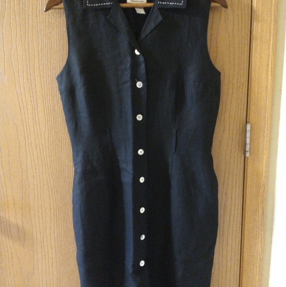 Talbots navy 100% Irish linen dress, size 8